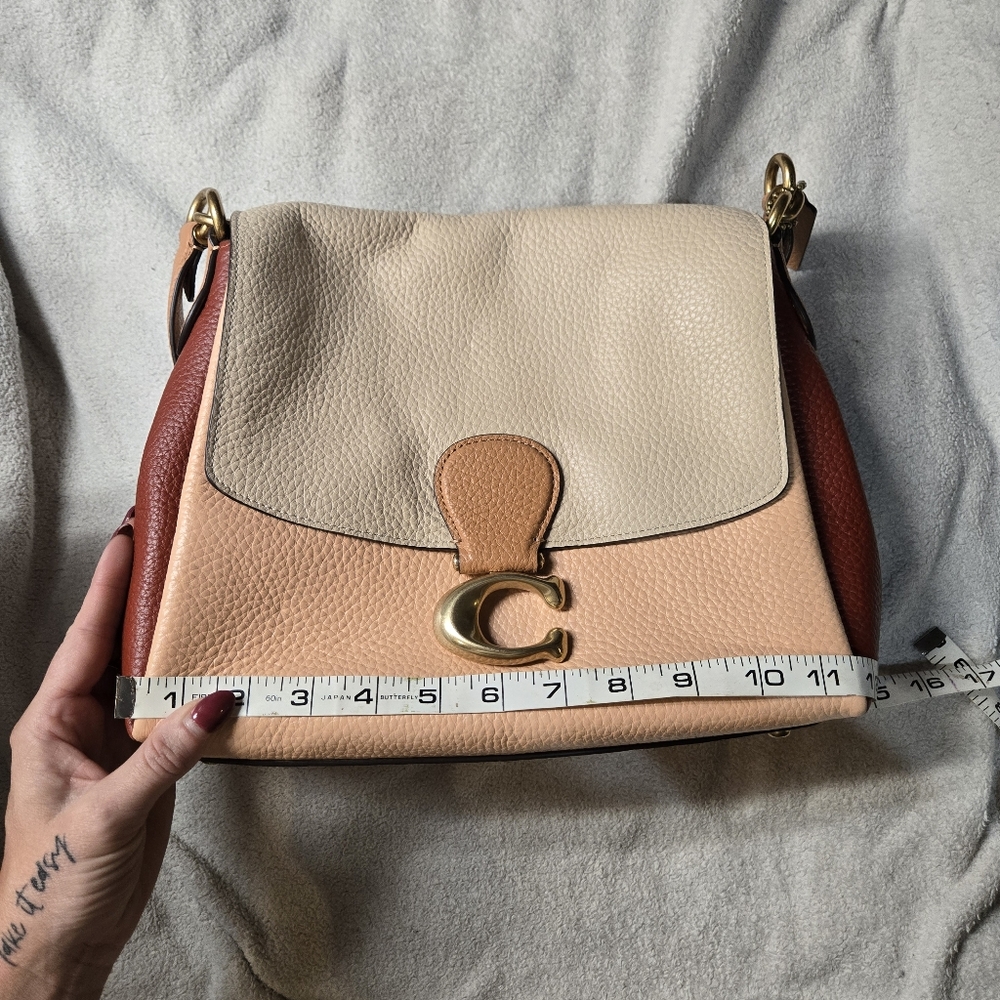 Coach May Shoulder Bag 4613 Colorblock Pebble Leather Mint Condition Ivory Blush - Picture 8 of 9